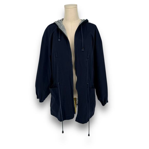 1990s Vintage Tara Vanessa Paris 100% Cotton Full Zip Fisherman Jacket Hood S - Picture 3 of 6